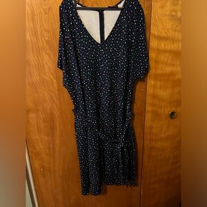 Lane Bryant navy blue dot pattern dress with pockets